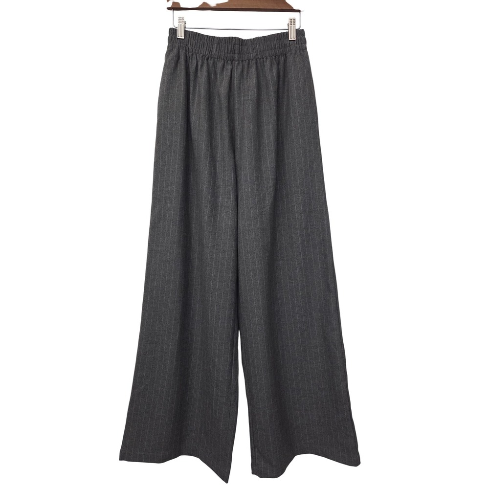 AQUA Pants Pinstripe Wide Leg Women S Grey NWT $88 IPM81086